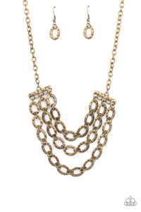 PRE-ORDER - Paparazzi Repeat After Me - Brass - Necklace & Earrings - $5 Jewelry with Ashley Swint