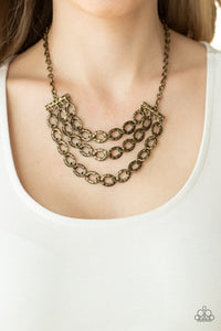 PRE-ORDER - Paparazzi Repeat After Me - Brass - Necklace & Earrings - $5 Jewelry with Ashley Swint