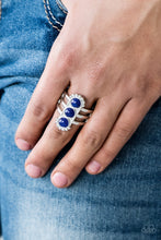 Load image into Gallery viewer, Paparazzi Rio Trio - Blue - Glassy Beads - Silver Band - Ring - $5 Jewelry with Ashley Swint