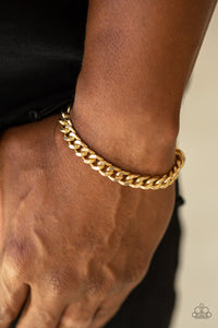 Paparazzi Rulebreaker - Gold - Black Cording - Ornate Gold Beveled Cable Chain - Bracelet - $5 Jewelry with Ashley Swint