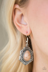Paparazzi So Santa Fe - Brown Stone - Silver Earrings - $5 Jewelry With Ashley Swint