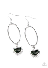 Load image into Gallery viewer, Paparazzi SOL Purpose - Green Stone - Silver Sunburst Charm - Earrings - $5 Jewelry with Ashley Swint