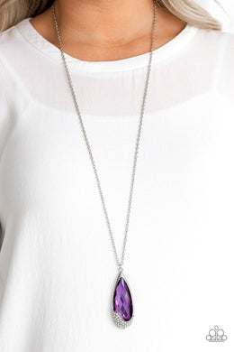 Paparazzi Spellbound - Purple - Teardrop Gem - White Rhinestones - Necklace and matching Earrings - $5 Jewelry with Ashley Swint