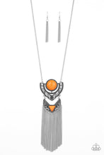 Load image into Gallery viewer, Paparazzi Spirit Trek - Orange Stone - Silver Chain Necklace &amp; Earrings - $5 Jewelry With Ashley Swint