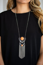 Load image into Gallery viewer, Paparazzi Spirit Trek - Orange Stone - Silver Chain Necklace &amp; Earrings - $5 Jewelry With Ashley Swint