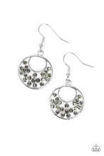 Load image into Gallery viewer, Paparazzi Sugary Shine - Silver Smoky Rhinestones - Hoop Earrings - $5 Jewelry With Ashley Swint