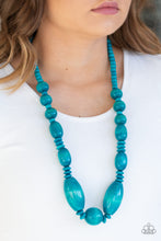 Load image into Gallery viewer, Paparazzi Summer Breezin - Blue - Wooden Beads - Necklace and matching Earrings - $5 Jewelry With Ashley Swint
