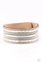 Load image into Gallery viewer, Paparazzi Teasingly Tomboy - Brown - White Rhinestones - Wrap / Snap Bracelet - $5 Jewelry With Ashley Swint