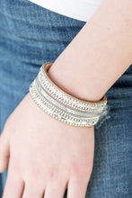 Load image into Gallery viewer, Paparazzi Teasingly Tomboy - Brown - White Rhinestones - Wrap / Snap Bracelet - $5 Jewelry With Ashley Swint