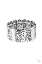 Load image into Gallery viewer, Paparazzi Texture Takedown - Silver - Hammered and Embossed Antiqued - Stretchy Band Bracelet - $5 Jewelry with Ashley Swint