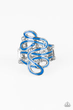 Load image into Gallery viewer, Paparazzi The Run-Around - Blue - Silver Ribbons - White Rhinestones - Ring - $5 Jewelry with Ashley Swint