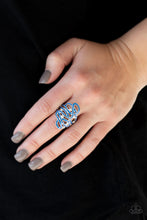 Load image into Gallery viewer, Paparazzi The Run-Around - Blue - Silver Ribbons - White Rhinestones - Ring - $5 Jewelry with Ashley Swint