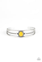 Load image into Gallery viewer, Paparazzi Top Of The Pop Charts - Yellow Cat's Eye Stone - Silver Cuff Bracelet - $5 Jewelry With Ashley Swint