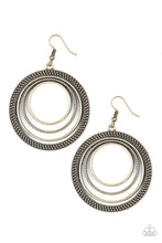 Load image into Gallery viewer, Paparazzi Totally Textured - Brass - Multiple Hoops - Earrings - $5 Jewelry With Ashley Swint