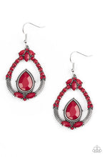 Load image into Gallery viewer, Paparazzi Vogue Voyager - Red Beads - Silver Teardrop Frame - Earrings - $5 Jewelry with Ashley Swint