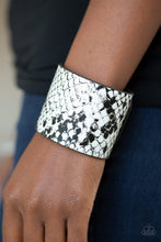 Load image into Gallery viewer, Paparazzi Whats HISS Is Mine - White Python Print - Thick Black Leather - Wrap Bracelet - $5 Jewelry with Ashley Swint
