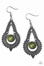 Load image into Gallery viewer, Paparazzi Zoomin Zumba - Green Beaded Center - Studded Rope Textures - Earrings - $5 Jewelry With Ashley Swint
