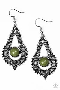 Paparazzi Zoomin Zumba - Green Beaded Center - Studded Rope Textures - Earrings - $5 Jewelry With Ashley Swint