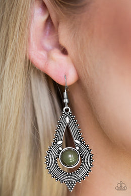 Paparazzi Zoomin Zumba - Green Beaded Center - Studded Rope Textures - Earrings - $5 Jewelry With Ashley Swint