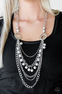 Paparazzi BELLES and Whistles - Silver Pearly Beads - Necklace & Earrings - $5 Jewelry With Ashley Swint
