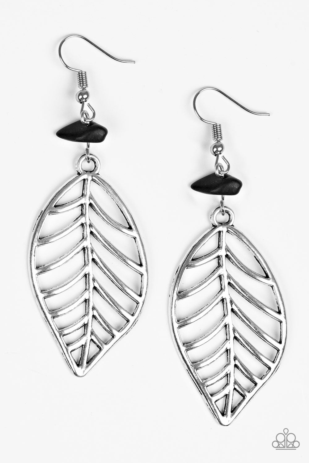 Paparazzi BOUGH Out - Black - Silver Leaf Earrings - $5 Jewelry With Ashley Swint