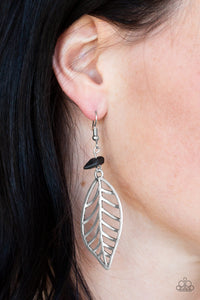 Paparazzi BOUGH Out - Black - Silver Leaf Earrings - $5 Jewelry With Ashley Swint
