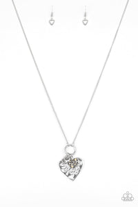 Paparazzi Bountiful Hearts - Yellow Rhinestones - Silver Heart Necklace & Earrings - $5 Jewelry With Ashley Swint