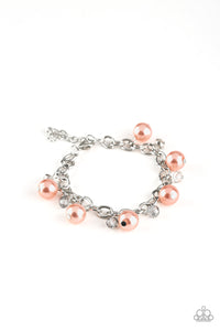 Paparazzi Country Club Chic - Orange Pearls - Silver Bracelet - $5 Jewelry With Ashley Swint