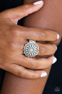 Paparazzi Daringly Daisy - Silver - Flower Ring - $5 Jewelry With Ashley Swint