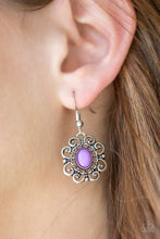 Load image into Gallery viewer, Paparazzi First and Foremost Flowers - Purple Bead - Silver Earrings - $5 Jewelry With Ashley Swint