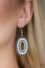 Load image into Gallery viewer, Paparazzi Fishing For Fabulous - White - Rhinestones Earrings - $5 Jewelry With Ashley Swint