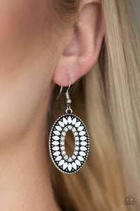 Paparazzi Fishing For Fabulous - White - Rhinestones Earrings - $5 Jewelry With Ashley Swint