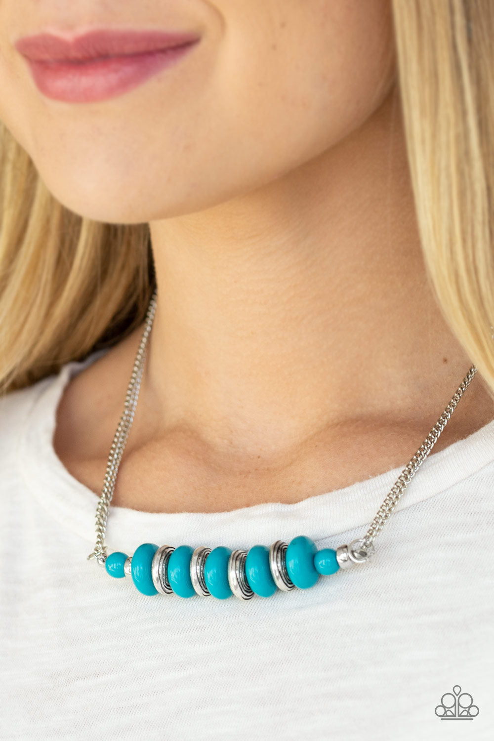 Paparazzi On Mountain Time - Blue - Double Stranded Chain - Necklace & Earrings - $5 Jewelry With Ashley Swint