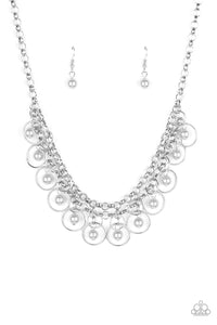 Paparazzi Party Time - Silver Pearls - Necklace & Earrings - $5 Jewelry With Ashley Swint