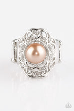 Load image into Gallery viewer, Paparazzi Pearl Princess - Brown Pearl - White Rhinestones - Silver Ring - $5 Jewelry With Ashley Swint