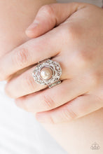 Load image into Gallery viewer, Paparazzi Pearl Princess - Brown Pearl - White Rhinestones - Silver Ring - $5 Jewelry With Ashley Swint