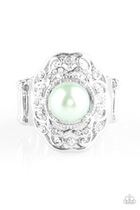 Paparazzi Pearl Princess - Green Pearls - Silver Ring - $5 Jewelry With Ashley Swint