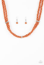 Load image into Gallery viewer, Paparazzi Put On Your Party Dress - Orange Pearls - White Rhinestones - Necklace &amp; Earrings - $5 Jewelry With Ashley Swint