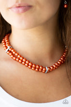 Load image into Gallery viewer, Paparazzi Put On Your Party Dress - Orange Pearls - White Rhinestones - Necklace &amp; Earrings - $5 Jewelry With Ashley Swint