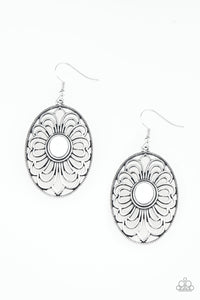 Paparazzi Really Whimsy - White - Antiqued Silver Shimmer - Silver Filigree Earrings - $5 Jewelry With Ashley Swint