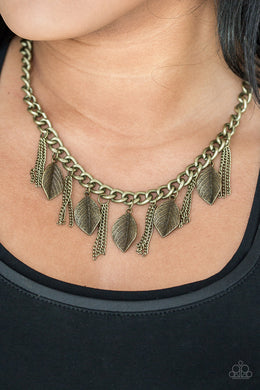 Serenely Sequoia - Brass - Necklace and matching Leaf Earrings - $5 Jewelry With Ashley Swint