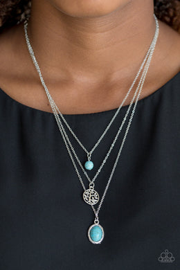 Paparazzi Southern Roots - Blue Turquoise Stone - Tree of Life Charm - Necklace & Earrings - $5 Jewelry With Ashley Swint