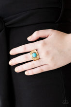 Load image into Gallery viewer, Paparazzi Stand Your Ground - Gold - Blue Turquoise Stone - Ring - $5 Jewelry with Ashley Swint