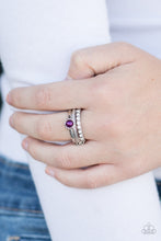 Load image into Gallery viewer, Paparazzi STAR Raving Mad! - Purple - White Rhinestones - Dainty Band Ring - $5 Jewelry With Ashley Swint