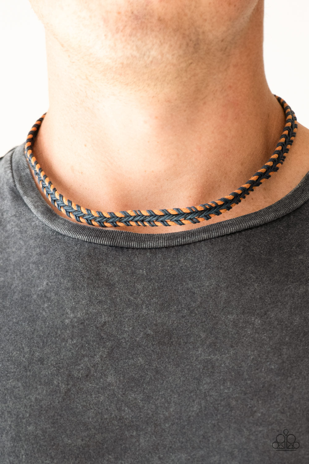 Paparazzi The Grand CANYONER - Blue - and Brown Cording Braided Necklace - $5 Jewelry With Ashley Swint