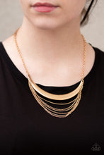 Load image into Gallery viewer, Paparazzi Way Wayfarer - Gold - Glistening Crescent - Necklace and matching Earrings - $5 Jewelry With Ashley Swint