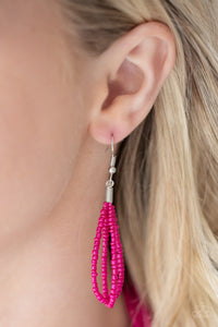 Paparazzi A Standing Ovation - Pink Seed Beads - Twisted and Knotted - Necklace & Earrings - $5 Jewelry With Ashley Swint