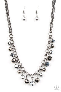 Paparazzi And The Crowd Cheers - Black - Faceted and Hematite Beads - Double Gunmetal Chains Necklace & Earrings - $5 Jewelry With Ashley Swint