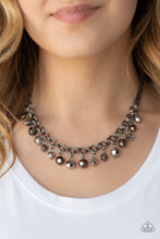Load image into Gallery viewer, Paparazzi And The Crowd Cheers - Black - Faceted and Hematite Beads - Double Gunmetal Chains Necklace &amp; Earrings - $5 Jewelry With Ashley Swint