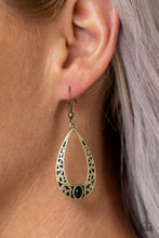 Load image into Gallery viewer, Paparazzi Colorfully Charismatic - Brass - Black Bead - Teardrop Embossed - Earrings - $5 Jewelry With Ashley Swint